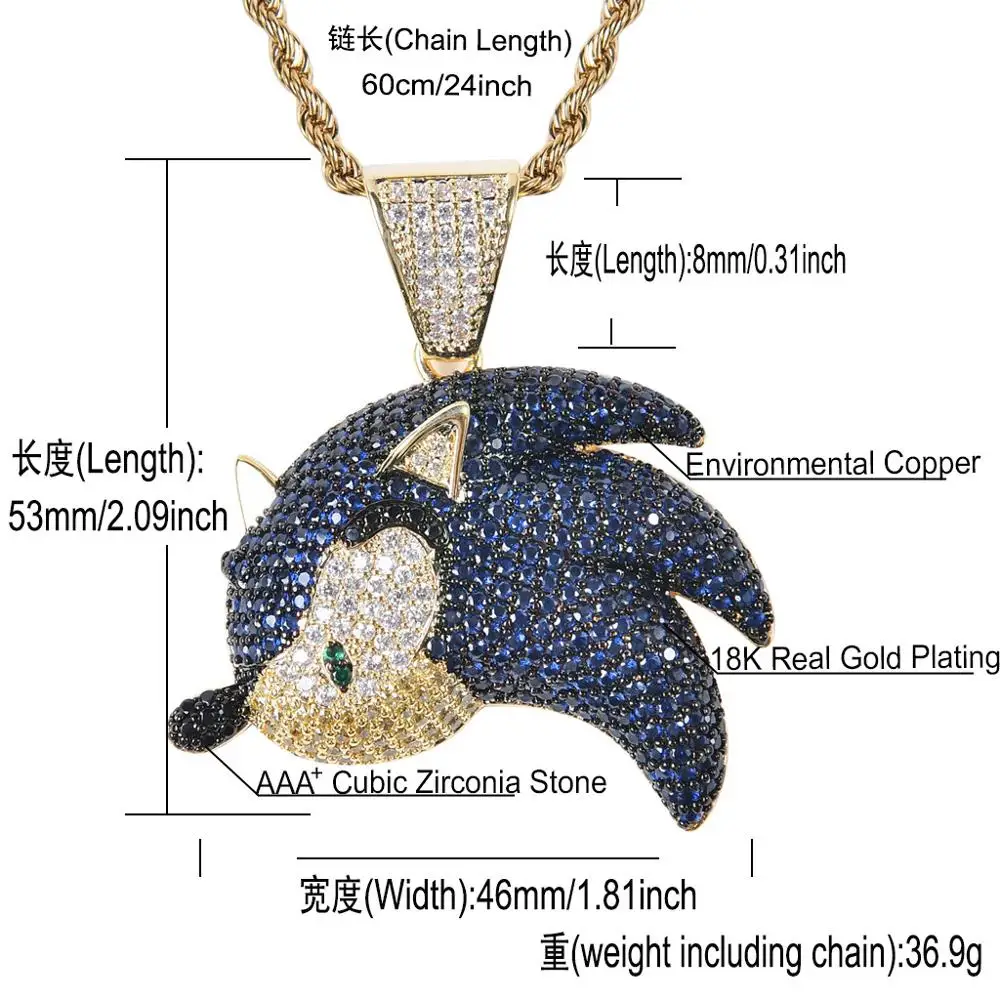 Collier Sonic Blue Power – Pendentif Hip-Hop – Image 5