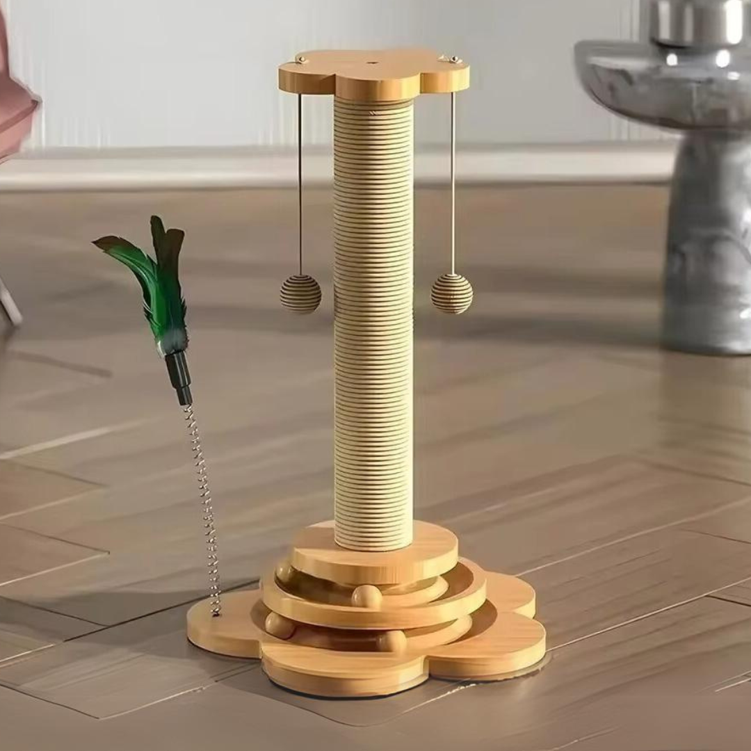 Arbre à chat en bois avec une plume – Image 4