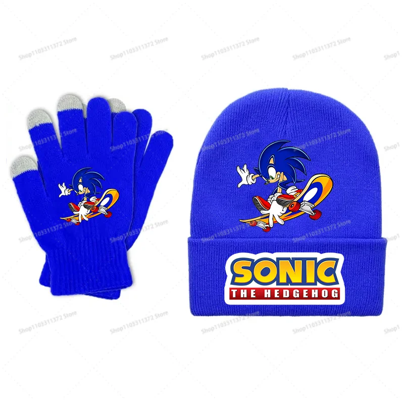 Ensemble Bonnet et Gants Sonic Bleu A3 – Hiver au chaud pour les vrais fans – Image 4