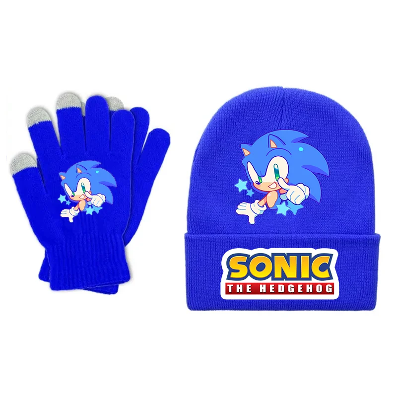 Ensemble Bonnet et Gants Sonic Bleu A3 – Hiver au chaud pour les vrais fans – Image 3