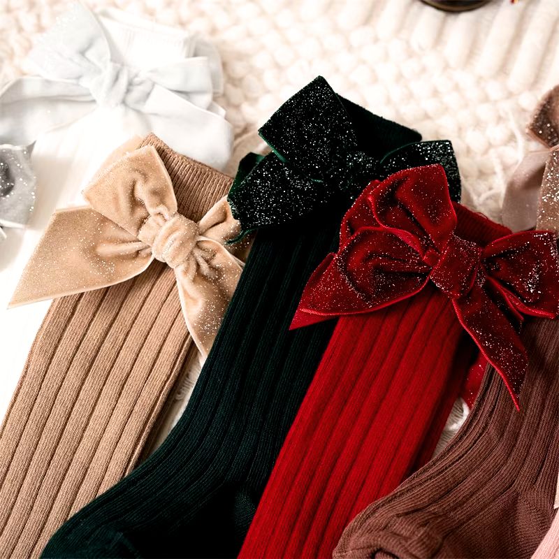 Chaussettes Hautes De Noël Avec Nœud Pailleté – Image 2