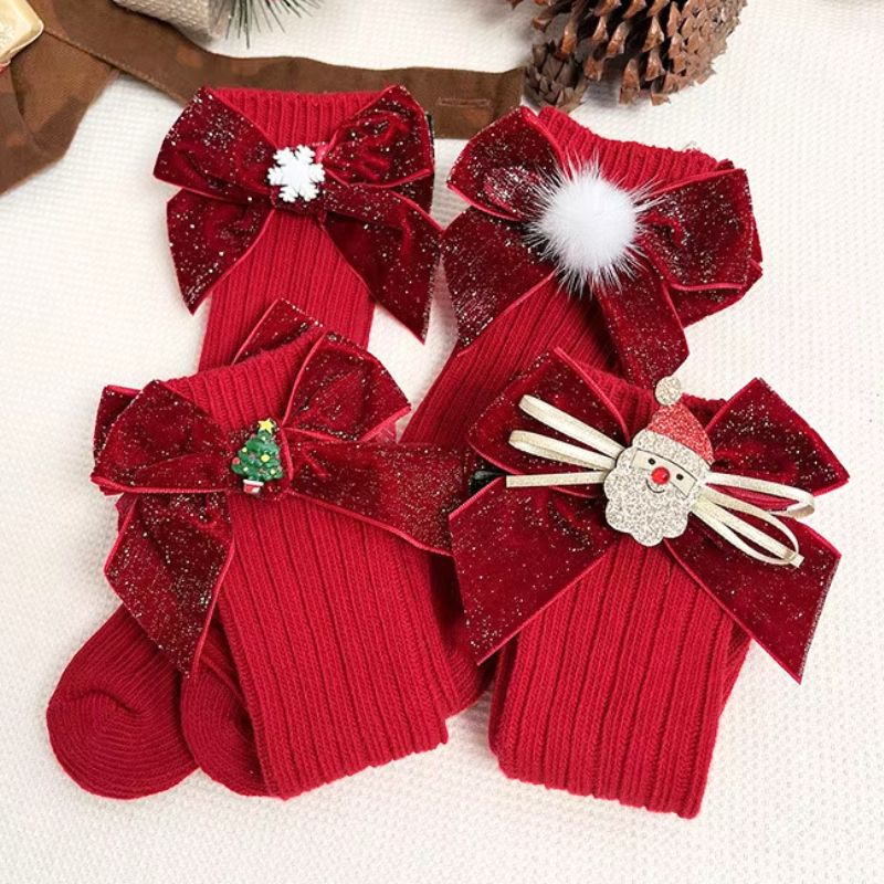 Chaussettes De Noël Hautes Rouges Enfants – Image 3