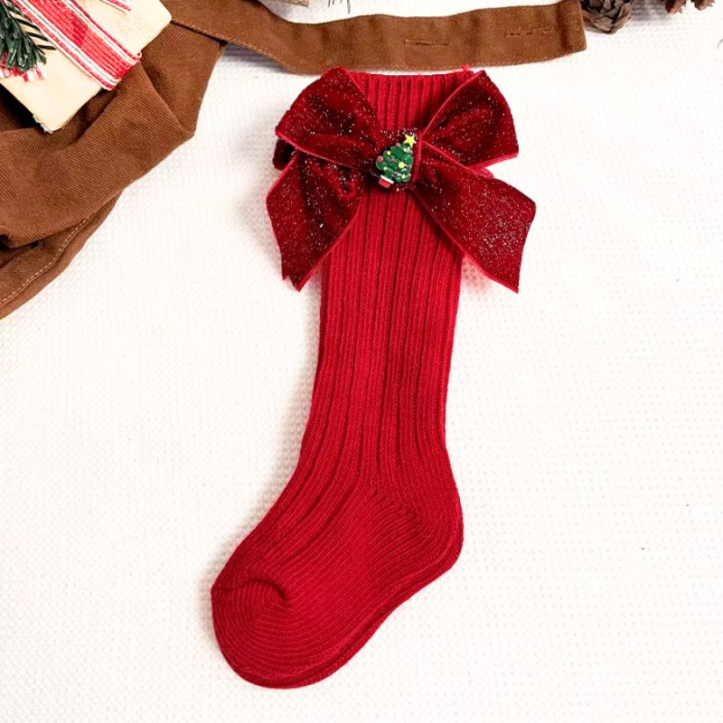 Chaussettes De Noël Hautes Rouges Enfants – Image 6