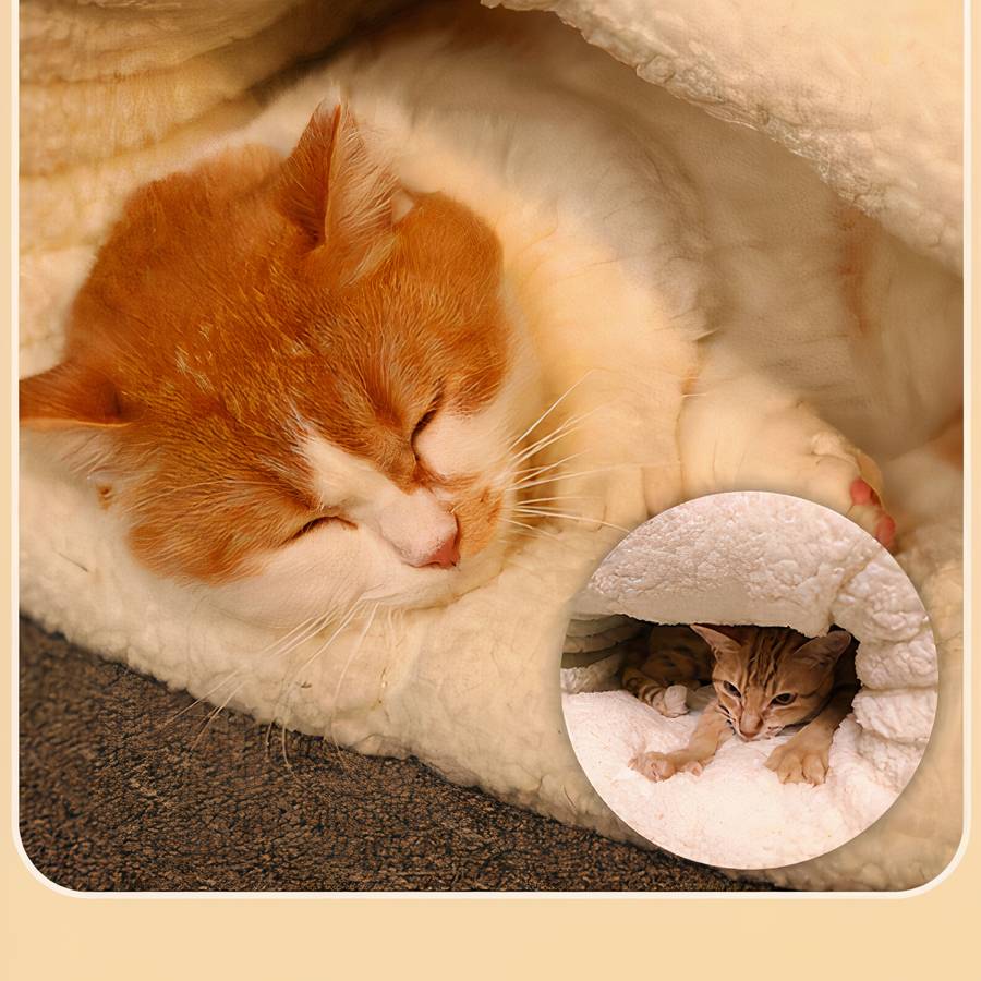 Sac de couchage rembourré pour chat, tissu matelassé – Image 4
